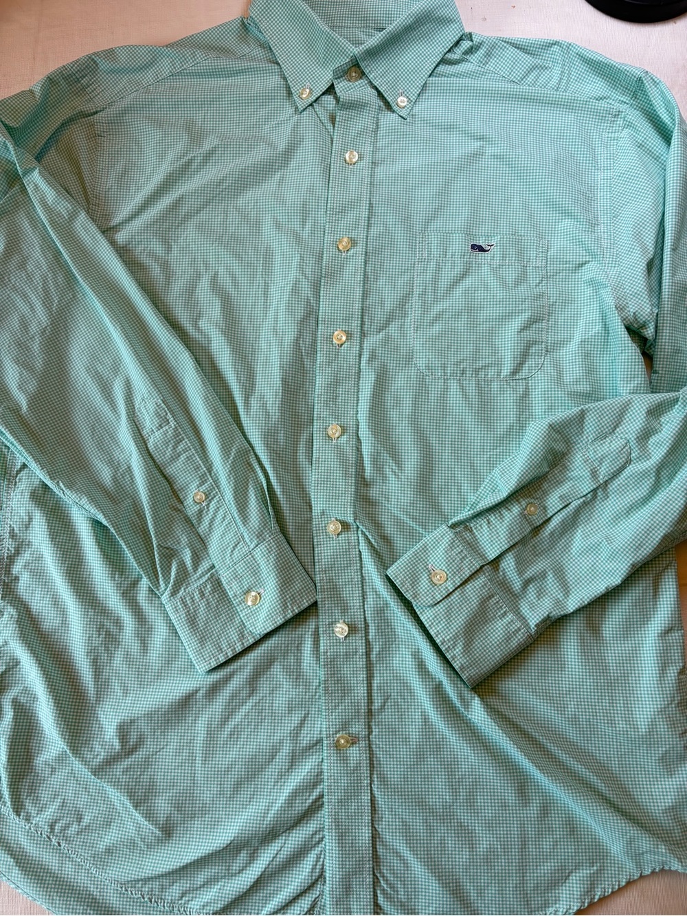 Vineyard Vines Mint Green Micro-Check Button-Down Shirt
